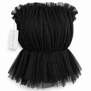 NWT Endless Rose Black Strapless Tulle Peplum Top Size Large